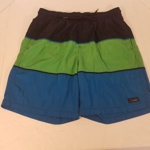 CALVIN KLEIN MENS TRI COLOR SWIM TRUNKS